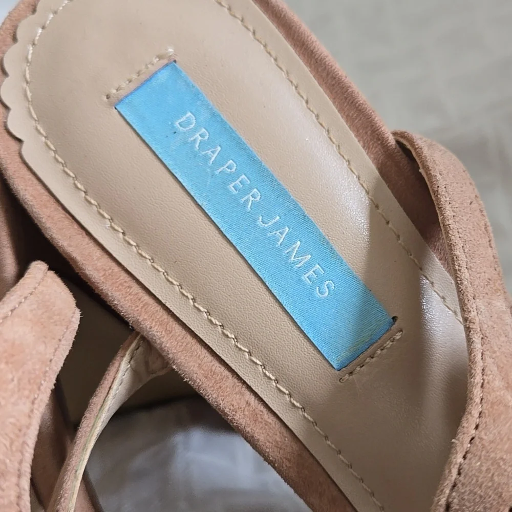 Draper James Tan Paloma Leather Platform Heels with Ankle Strap Summer Shoes